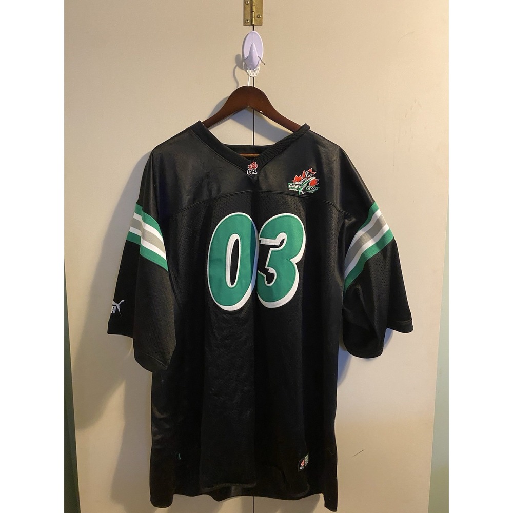 Vintage Puma Saskatchewan Roughriders CFL Jersey Black 2003 Grey Cup Regina 2XL